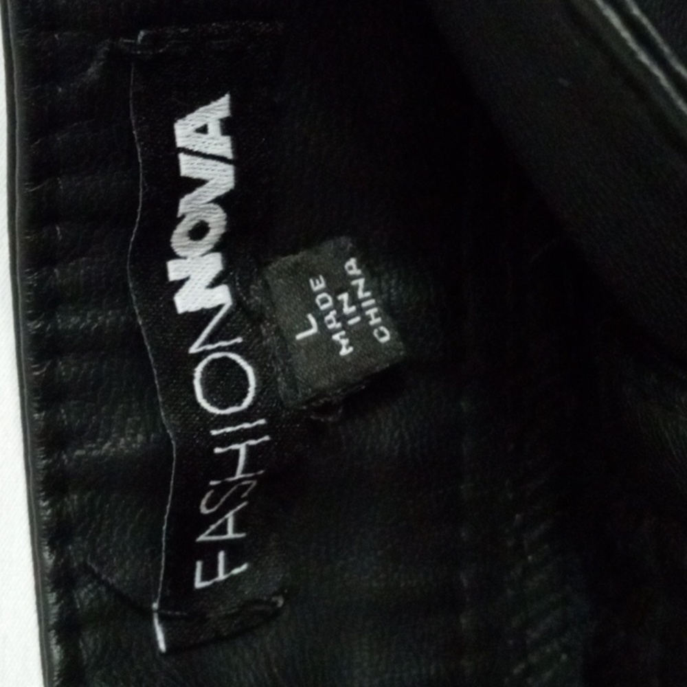 Fashion Nova Black Leather Moto Jacket & Shorts - Picture 15 of 15